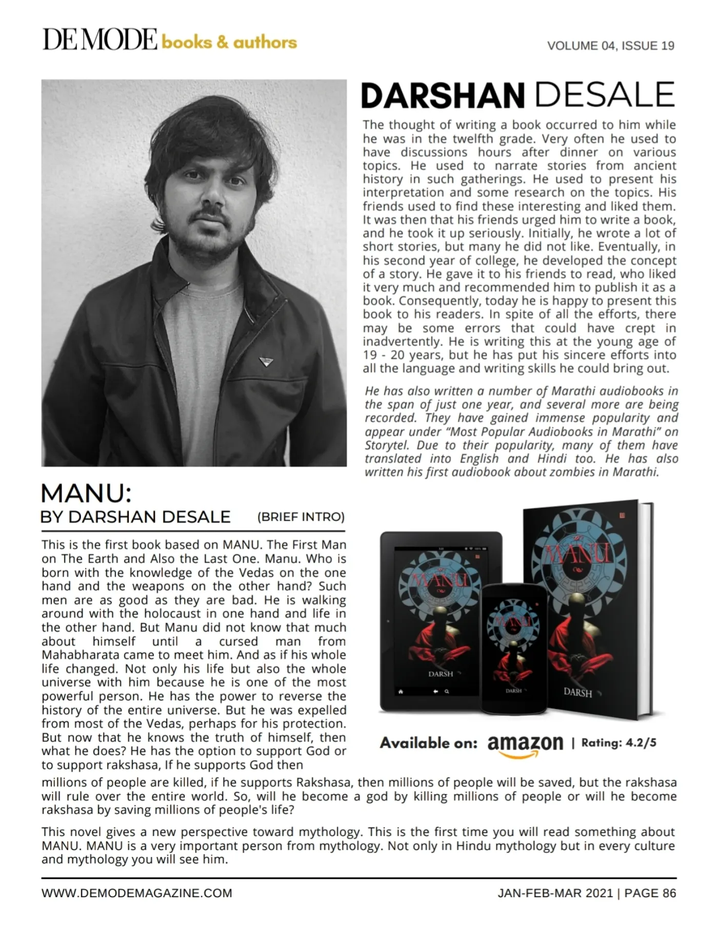 De Mode Magazine, Volume 04 Issue 19 — Darshan Desale interview