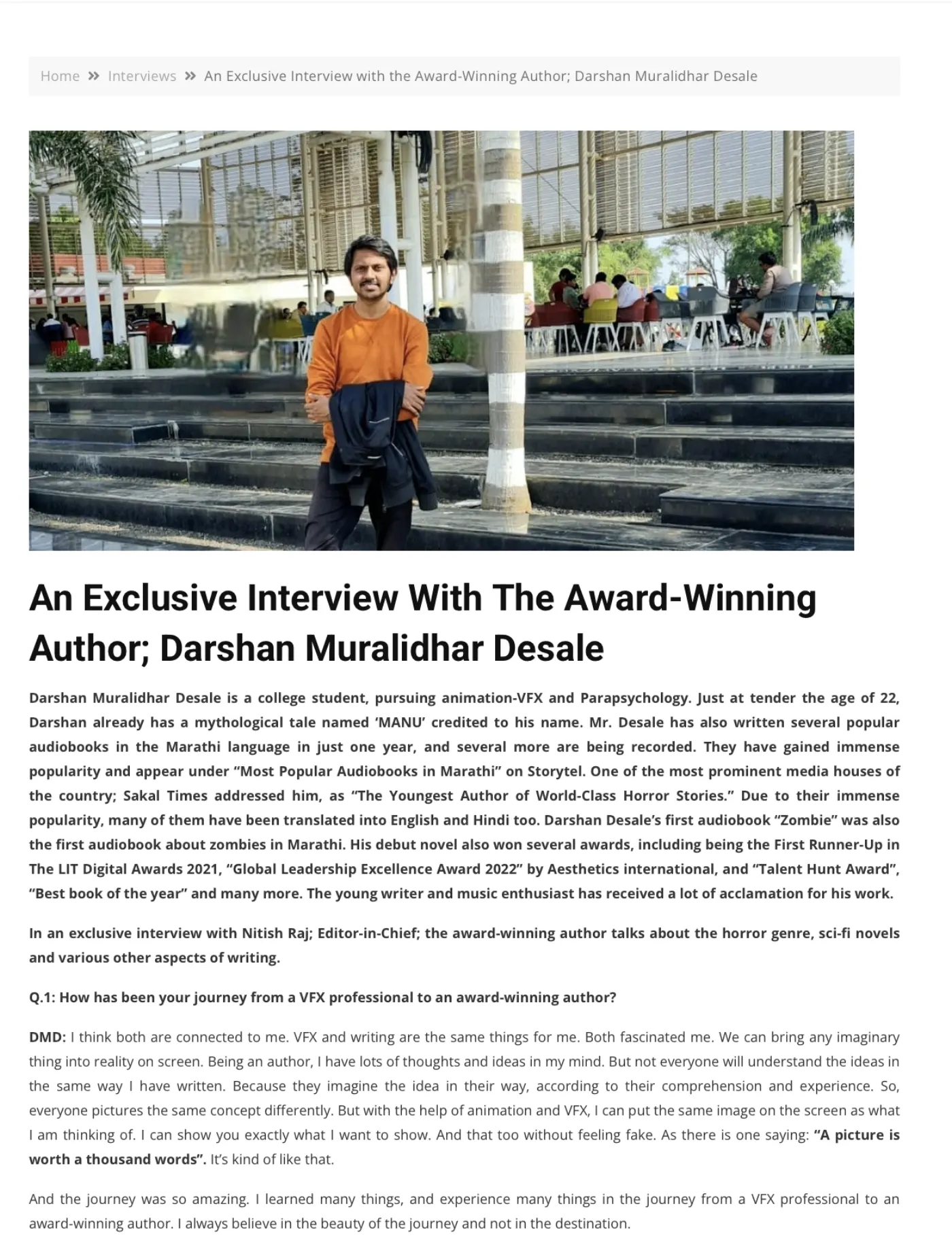 The Literary Mirror web interview screenshot