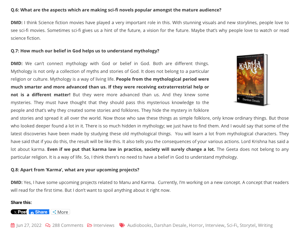 The Literary Mirror web interview, third page