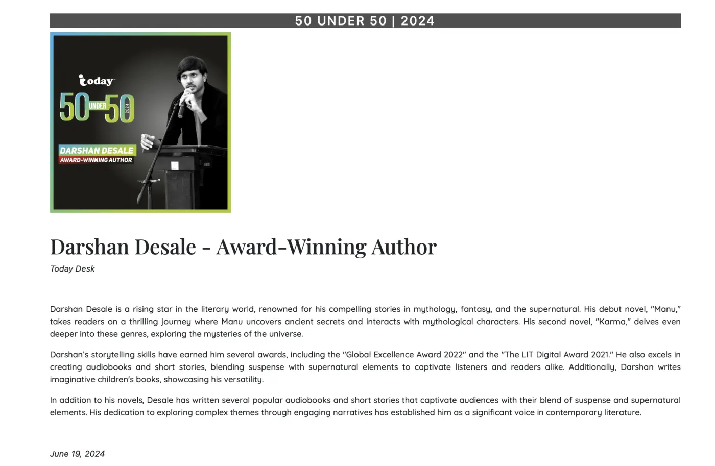 Today Magazine — 50 Under 50, 2024