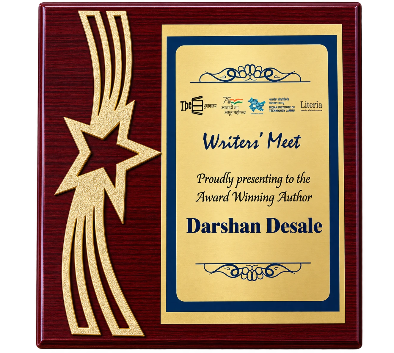 Writers' Meet plaque from IIT Jammu